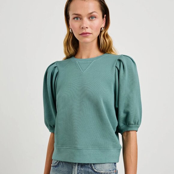 NWT:Rails Camy Sweatshirt Stone Blue Puff Sleeve Sweater Top - Picture 1 of 5